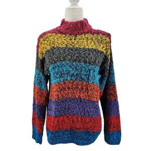 Vintage Gitano Knits Womens Small Sweater Multicolor Striped Texture Knit Chunky